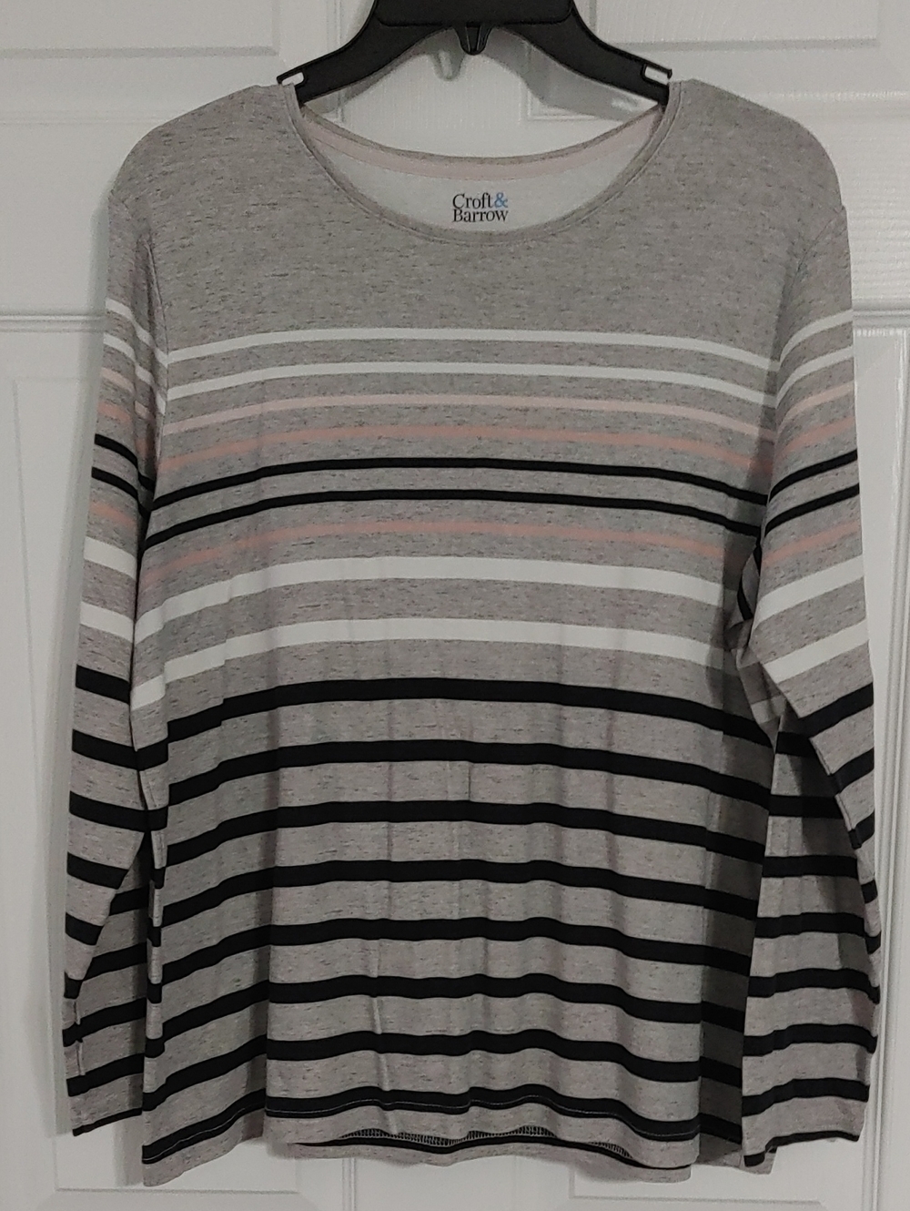croft & barrow The Classic Tee Sz XXL Pink & Black On Gray Casual Contemporary